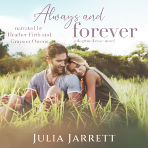 Couple sitting in the grass. Women resting head on man's shoulder. Audiobook, Always and Forever by Julia Jarrett